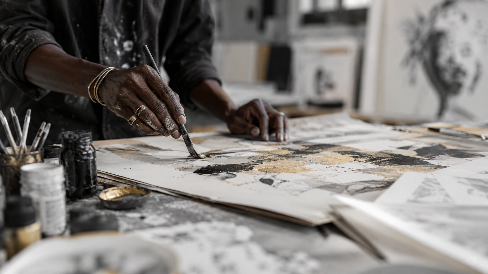 Artist at work in the studio